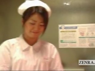 字幕付きの 服を着た女性裸の男性 日本語 看護師 病院 手コキ ザーメン